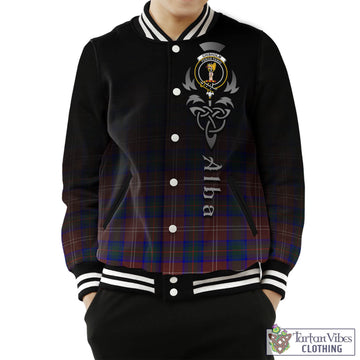 Chisholm Hunting Modern Tartan Baseball Jacket Featuring Alba Gu Brath Family Crest Celtic Inspired