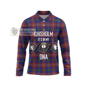 Chisholm Hunting Modern Tartan Long Sleeve Polo Shirt with Family Crest DNA In Me Style