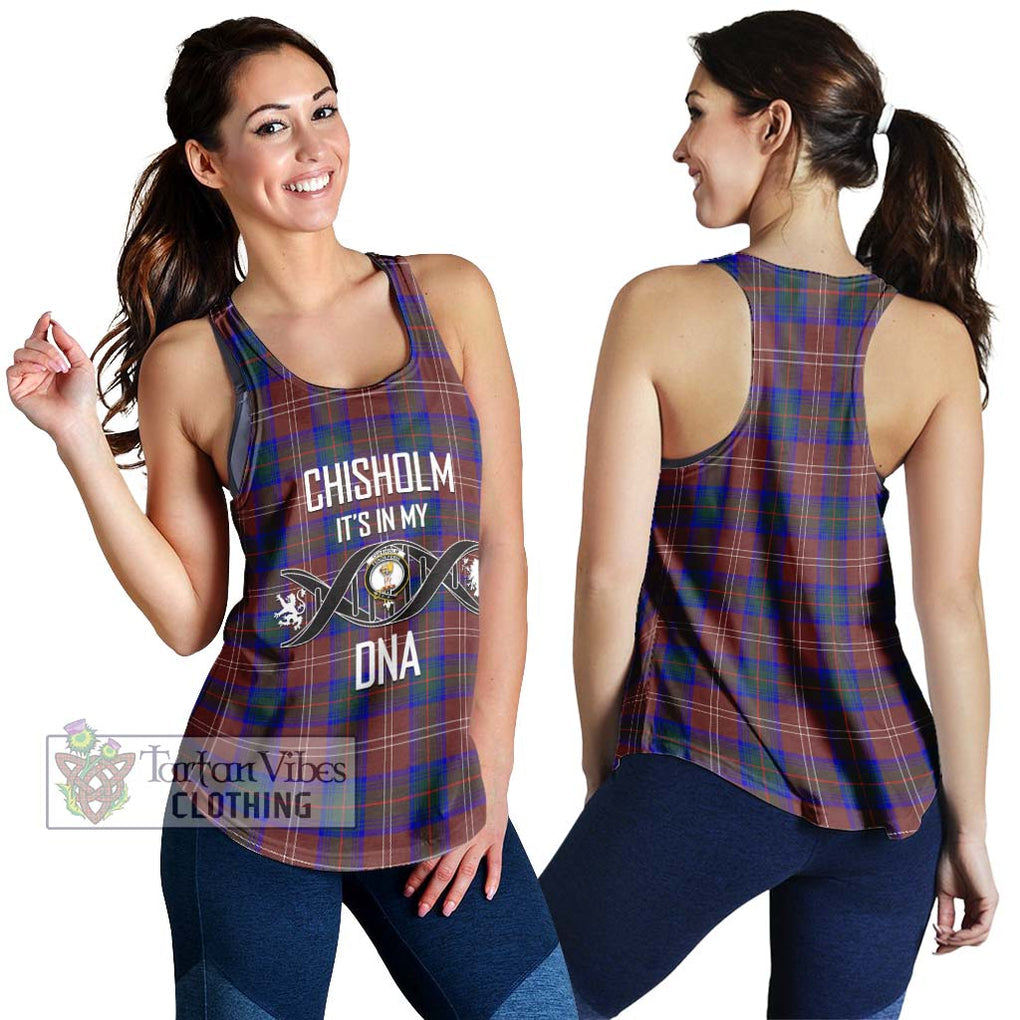 Chisholm Hunting Modern Tartan Women's Racerback Tanks with Family Crest DNA In Me Style 4XL - Tartanvibesclothing Shop