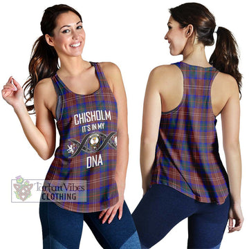 Chisholm Hunting Modern Tartan Women's Racerback Tanks with Family Crest DNA In Me Style