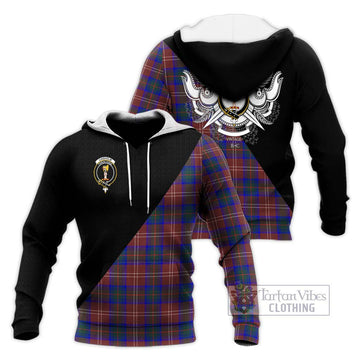 Chisholm Hunting Modern Tartan Knitted Hoodie with Family Crest and Military Logo Style