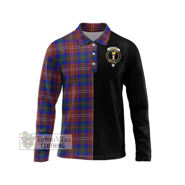 Chisholm Hunting Modern Tartan Long Sleeve Polo Shirt with Family Crest and Half Of Me Style