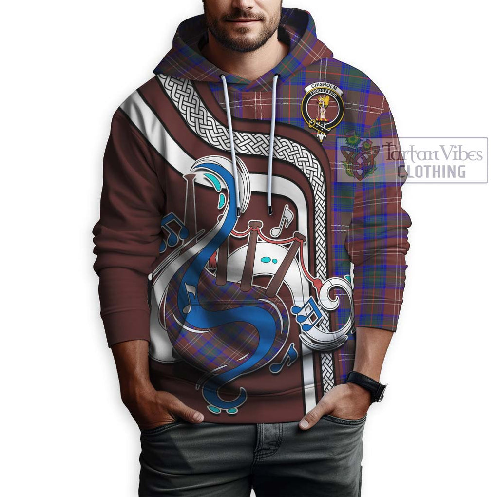 Chisholm Hunting Modern Tartan Hoodie with Epic Bagpipe Style Zip Hoodie - Tartanvibesclothing Shop