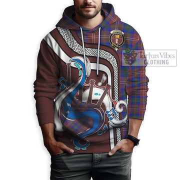 Chisholm Hunting Modern Tartan Hoodie with Epic Bagpipe Style