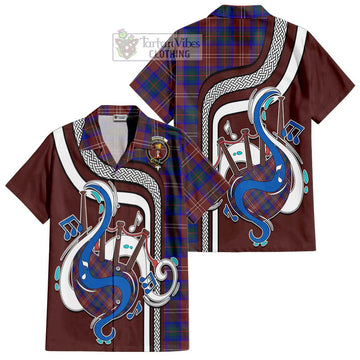 Chisholm Hunting Modern Tartan Short Sleeve Button Shirt with Epic Bagpipe Style