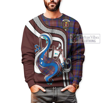 Chisholm Hunting Modern Tartan Sweatshirt with Epic Bagpipe Style