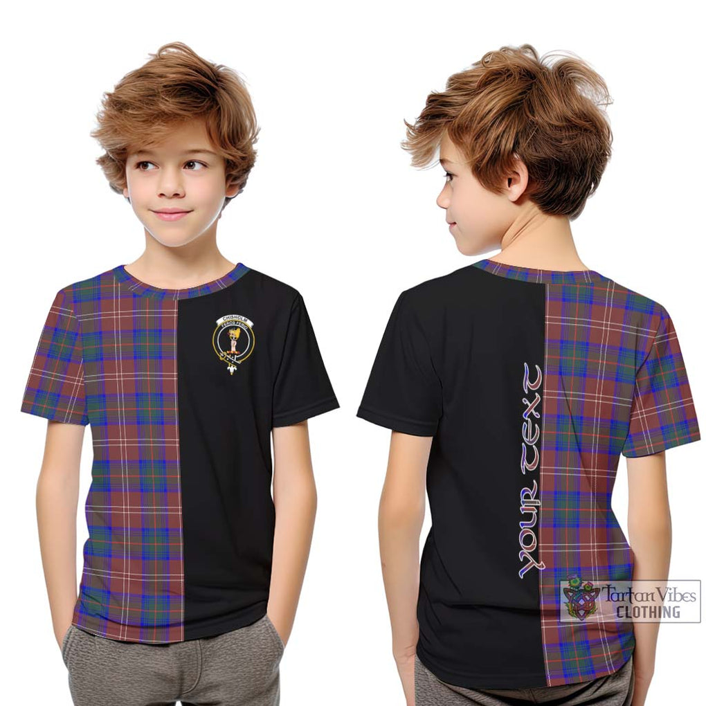 Chisholm Hunting Modern Tartan Kid T-Shirt with Family Crest and Half Of Me Style Youth XL Size14 - Tartanvibesclothing Shop