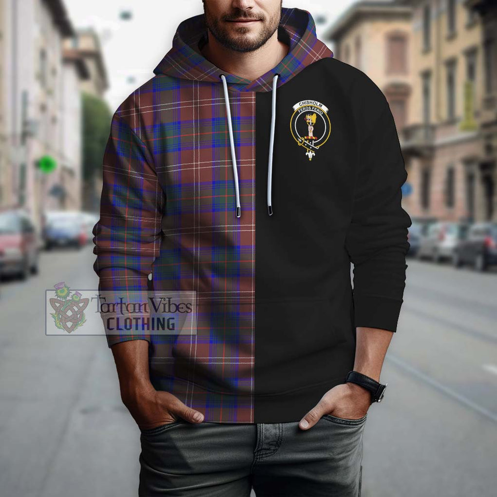 Chisholm Hunting Modern Tartan Hoodie with Family Crest and Half Of Me Style Zip Hoodie - Tartanvibesclothing Shop