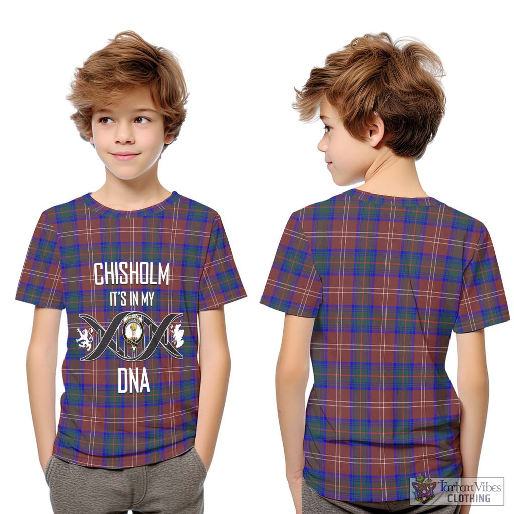 Chisholm Hunting Modern Tartan Kid T-Shirt with Family Crest DNA In Me Style Youth XL Size14 - Tartanvibesclothing Shop