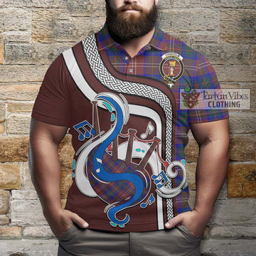 Chisholm Hunting Modern Tartan Polo Shirt with Epic Bagpipe Style