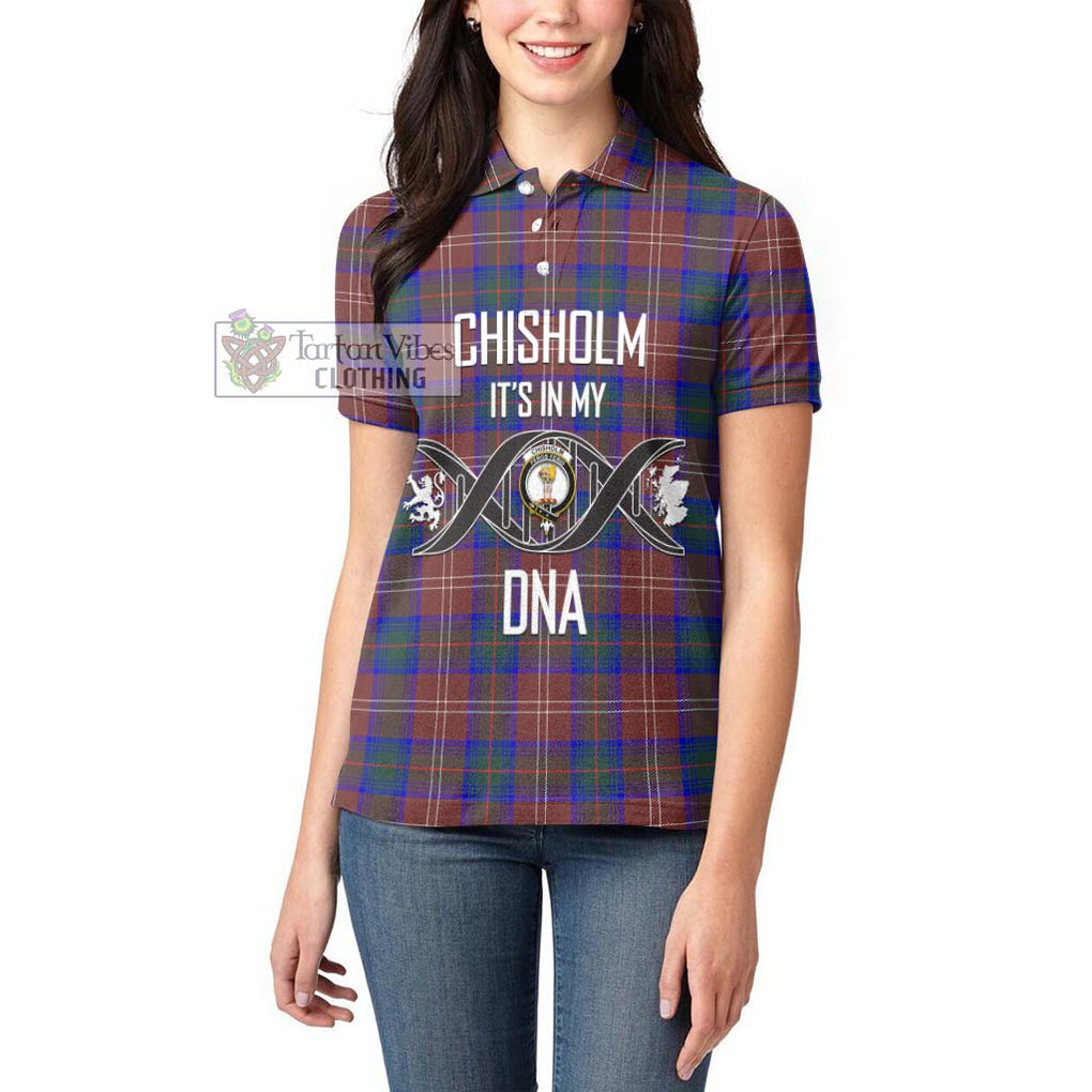 Chisholm Hunting Modern Tartan Women's Polo Shirt with Family Crest DNA In Me Style Women - Tartanvibesclothing Shop