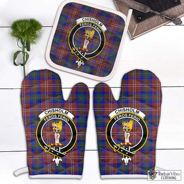 Chisholm Hunting Modern Tartan Combo Oven Mitt & Pot-Holder with Family Crest