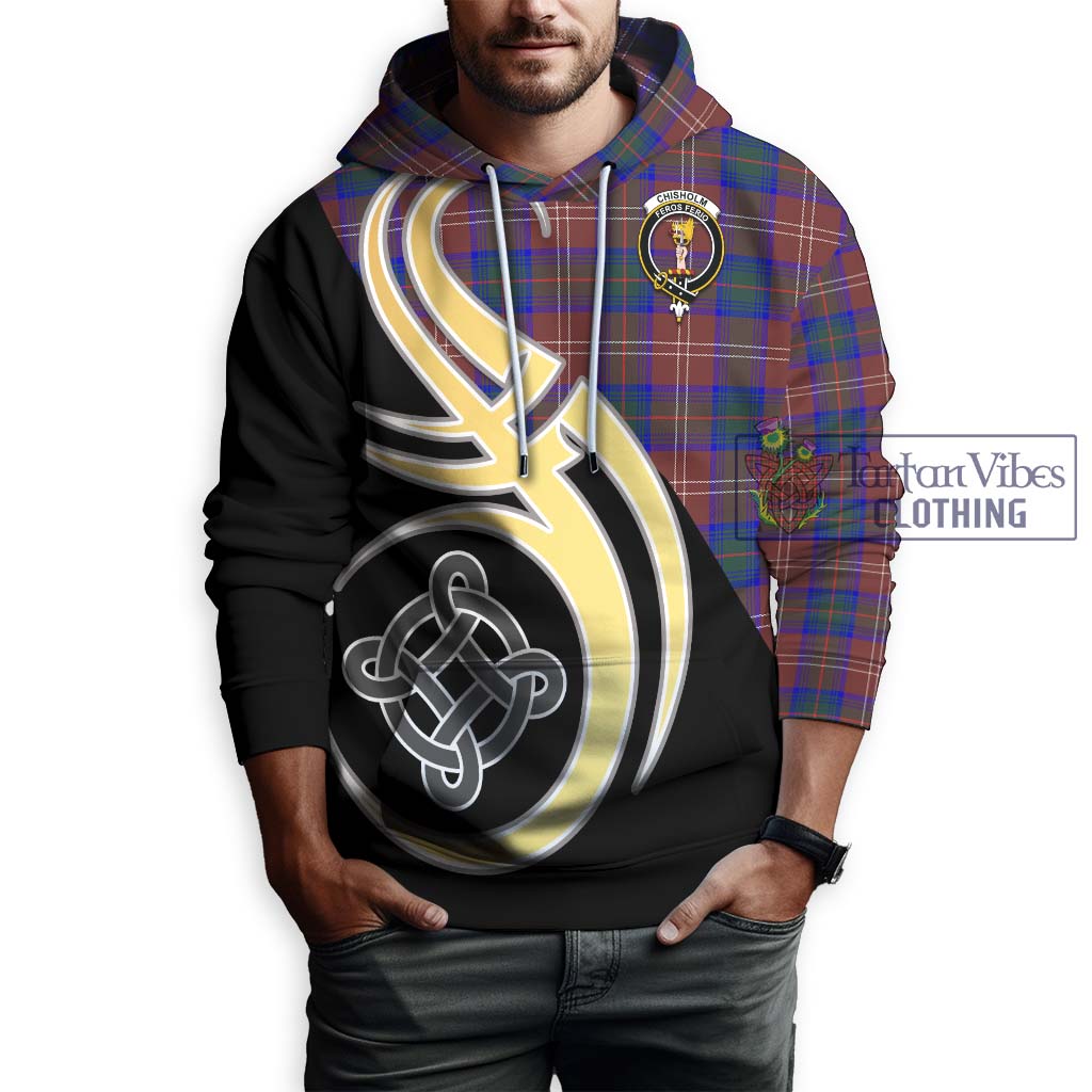 Chisholm Hunting Modern Tartan Hoodie with Family Crest and Celtic Symbol Style Zip Hoodie - Tartan Vibes Clothing