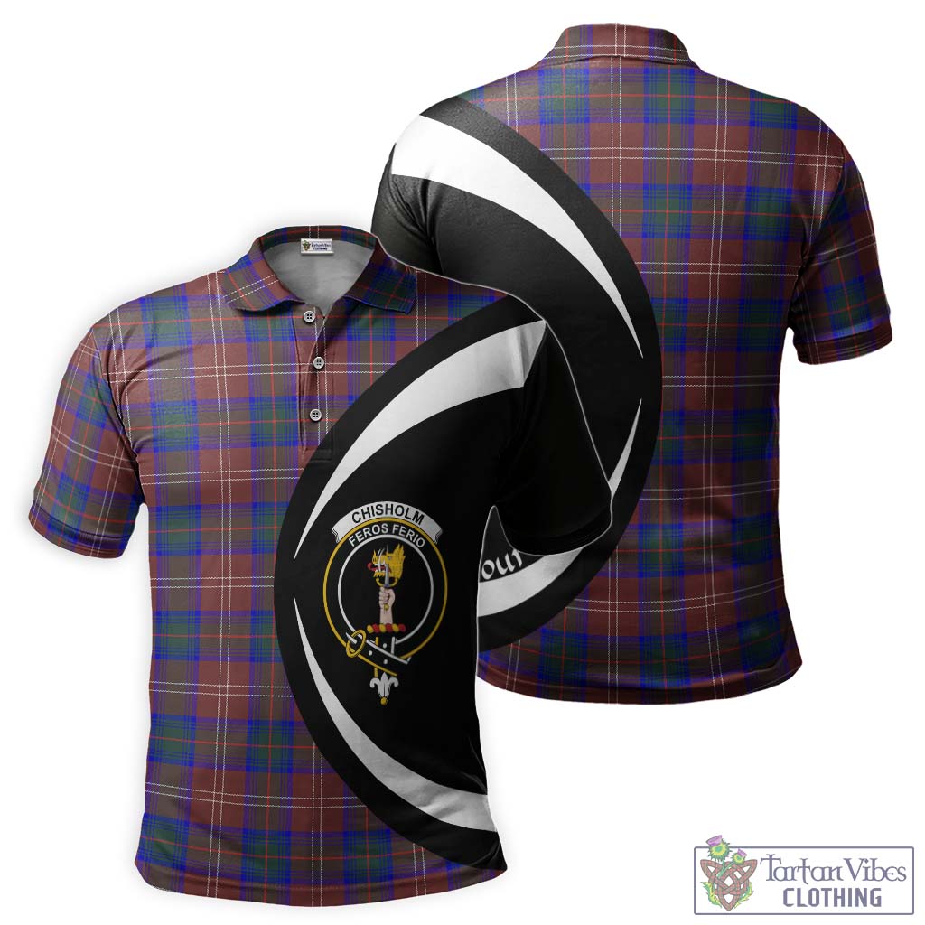 Chisholm Hunting Modern Tartan Men's Polo Shirt with Family Crest Circle Style Kid - Tartan Vibes Clothing