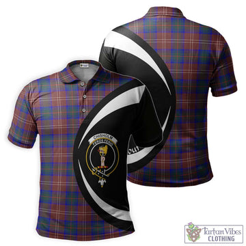 Chisholm Hunting Modern Tartan Men's Polo Shirt with Family Crest Circle Style