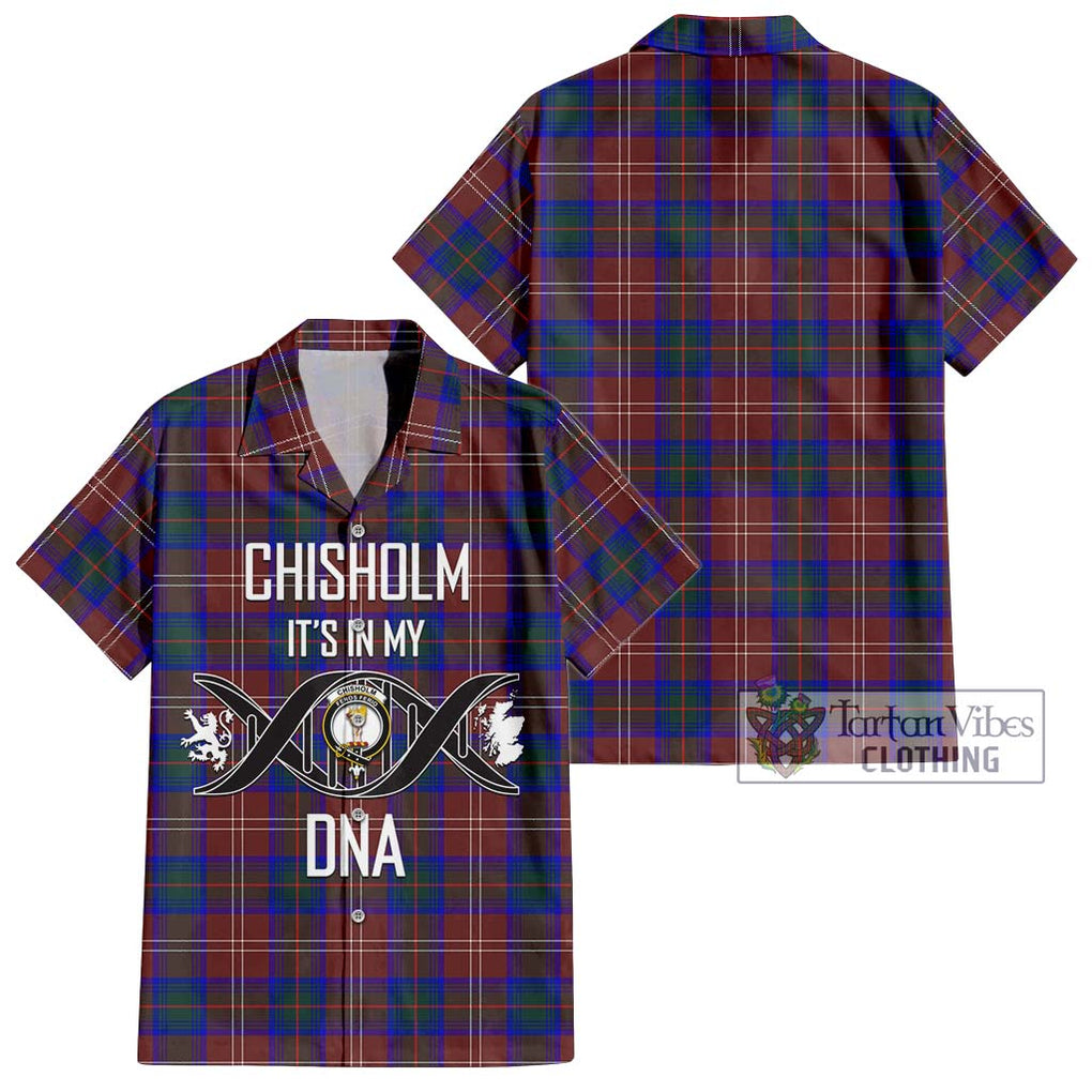 Chisholm Hunting Modern Tartan Short Sleeve Button Shirt with Family Crest DNA In Me Style Kid - Tartanvibesclothing Shop