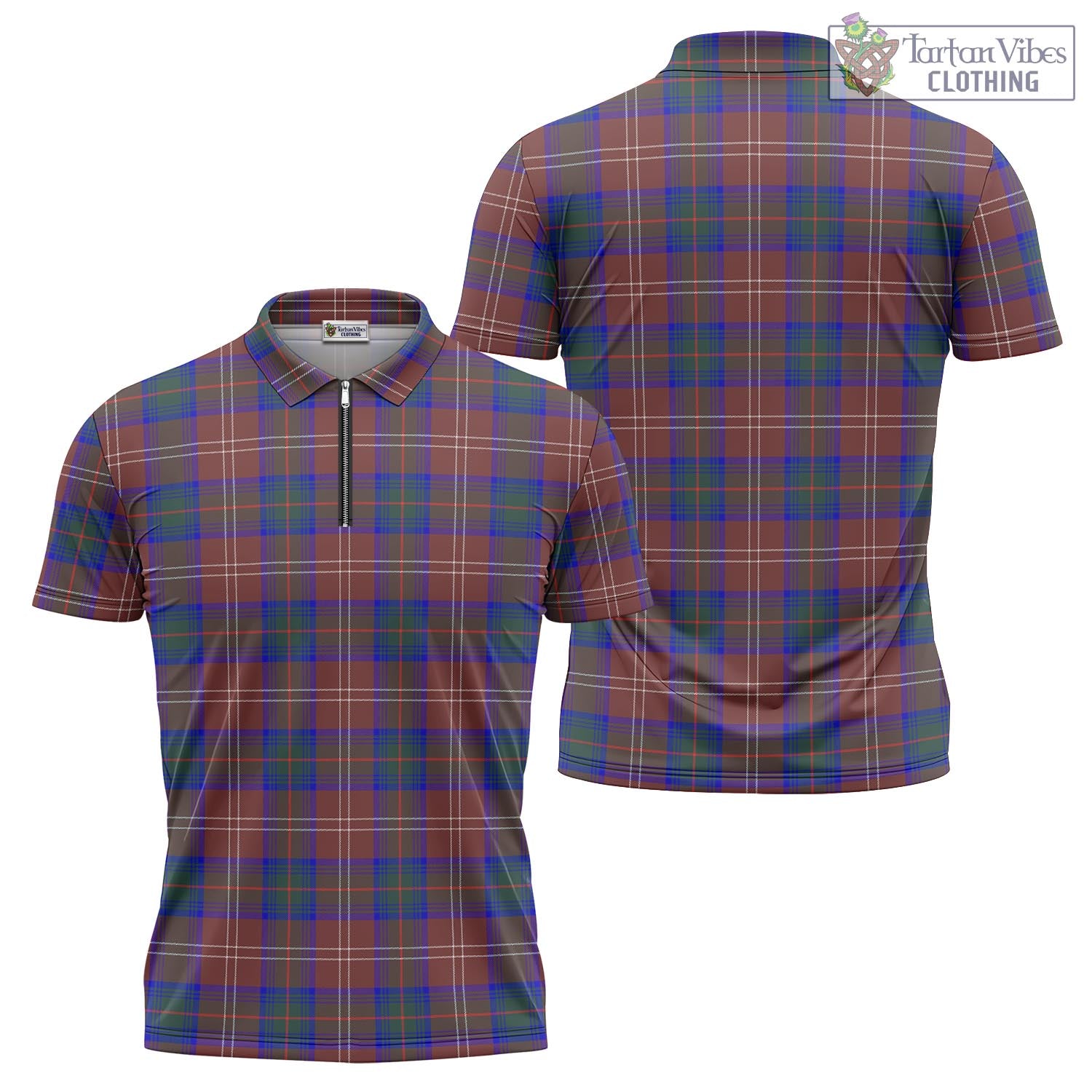 Tartan Vibes Clothing Chisholm Hunting Modern Tartan Zipper Polo Shirt