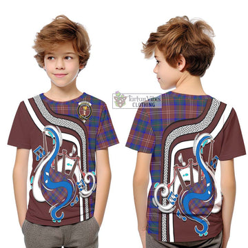 Chisholm Hunting Modern Tartan Kid T-Shirt with Epic Bagpipe Style