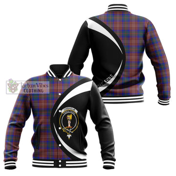 Chisholm Hunting Modern Tartan Baseball Jacket with Family Crest Circle Style