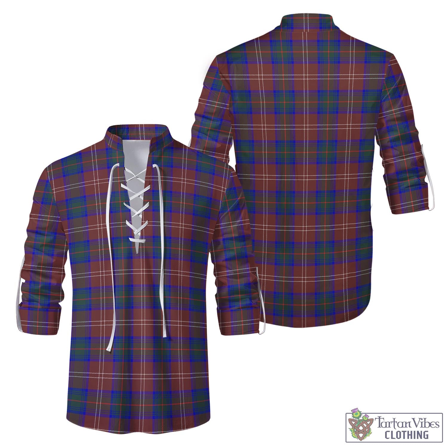 Tartan Vibes Clothing Chisholm Hunting Modern Tartan Men's Scottish Traditional Jacobite Ghillie Kilt Shirt