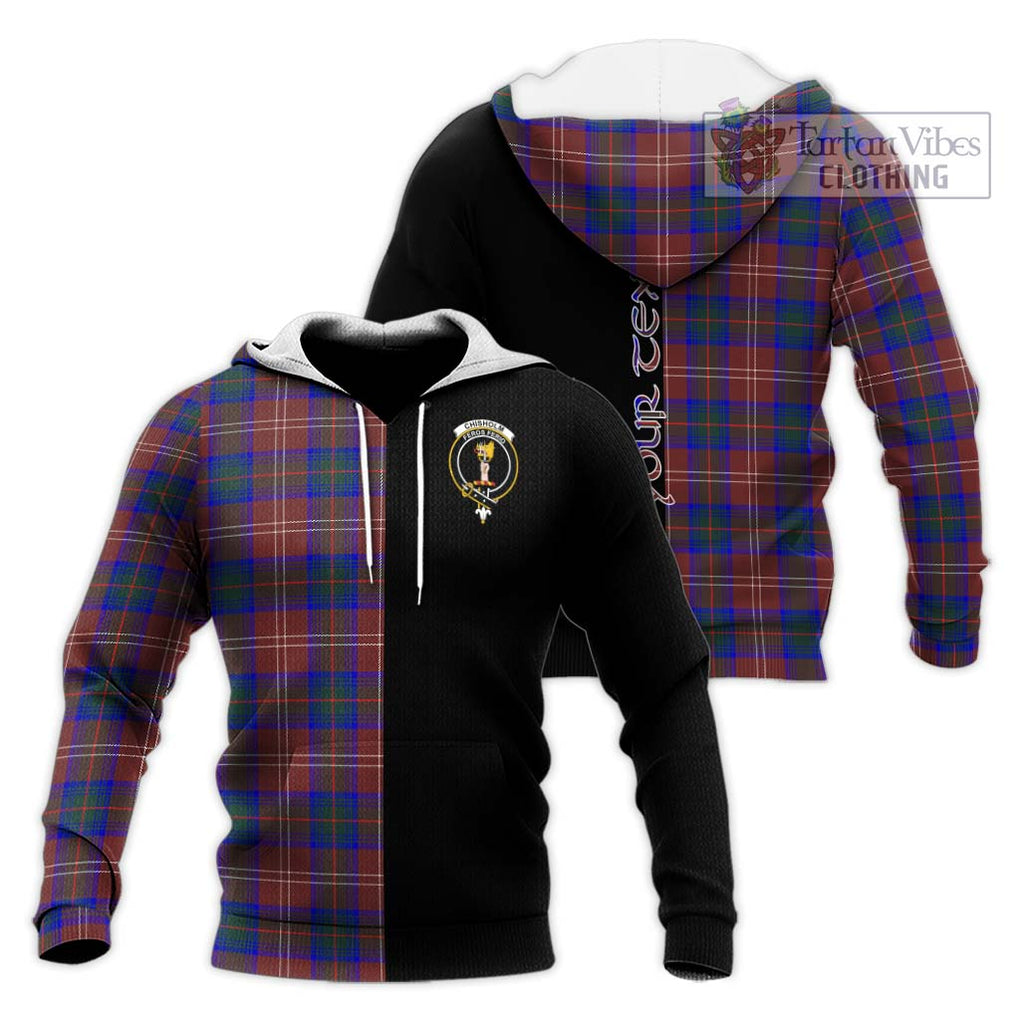 Chisholm Hunting Modern Tartan Knitted Hoodie with Family Crest and Half Of Me Style Unisex Knitted Pullover Hoodie - Tartanvibesclothing Shop