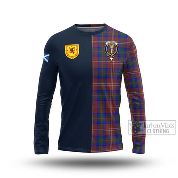 Chisholm Hunting Modern Tartan Long Sleeve T-Shirt Alba with Scottish Lion Royal Arm Half Style