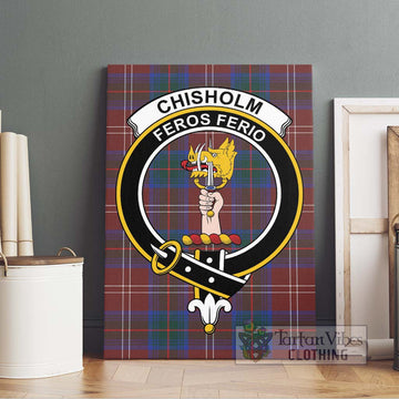 Chisholm Hunting Modern Tartan Canvas Print Wall Art with Family Crest