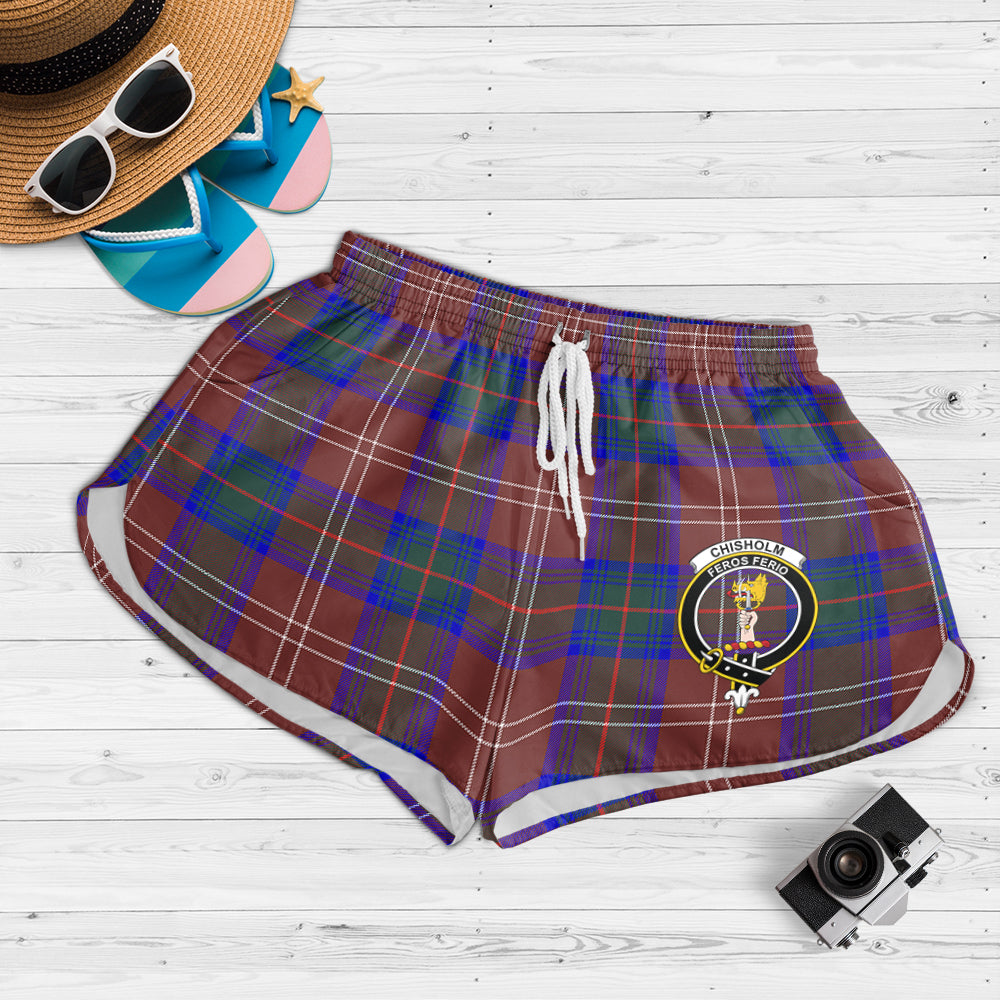 chisholm-hunting-modern-tartan-womens-shorts-with-family-crest