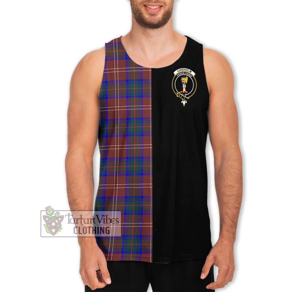 Chisholm Hunting Modern Tartan Men's Tank Top with Family Crest and Half Of Me Style Men - Tartanvibesclothing Shop