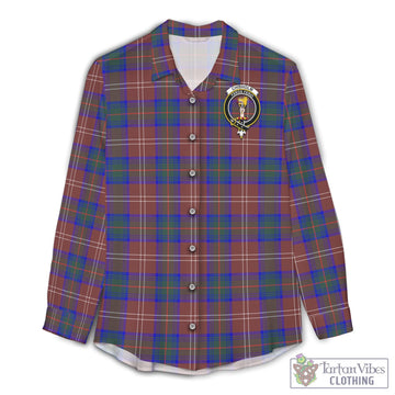 Chisholm Hunting Modern Tartan Women's Casual Shirt with Family Crest