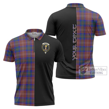 Chisholm Hunting Modern Tartan Zipper Polo Shirt with Family Crest and Half Of Me Style