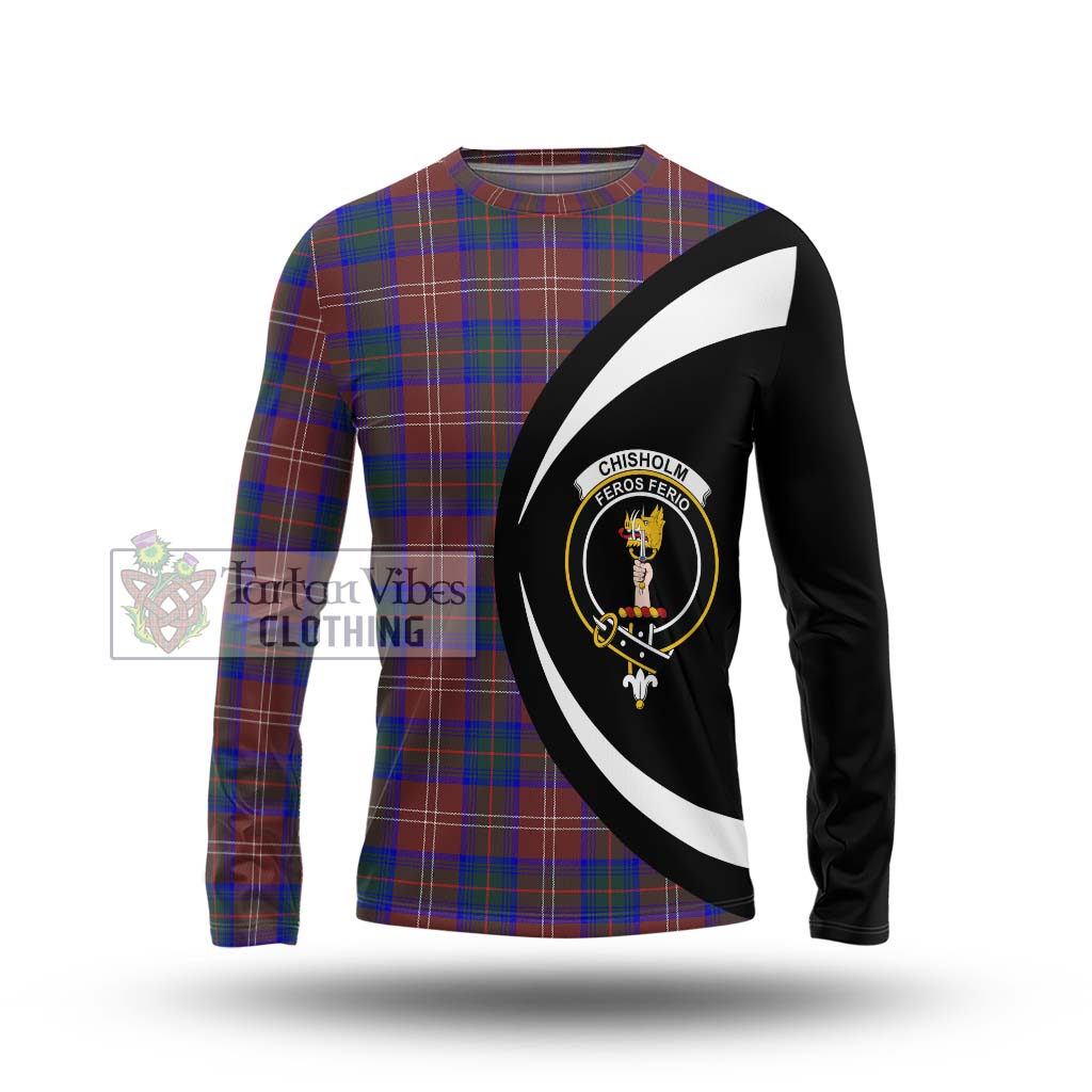 Chisholm Hunting Modern Tartan Long Sleeve T-Shirt with Family Crest Circle Style Unisex - Tartan Vibes Clothing