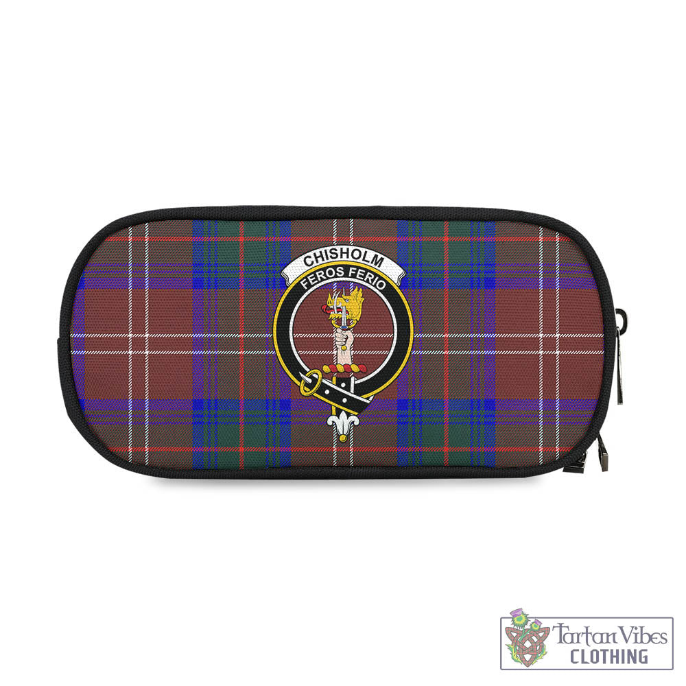 Tartan Vibes Clothing Chisholm Hunting Modern Tartan Pen and Pencil Case with Family Crest