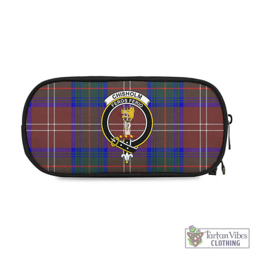 Chisholm Hunting Modern Tartan Pen and Pencil Case with Family Crest