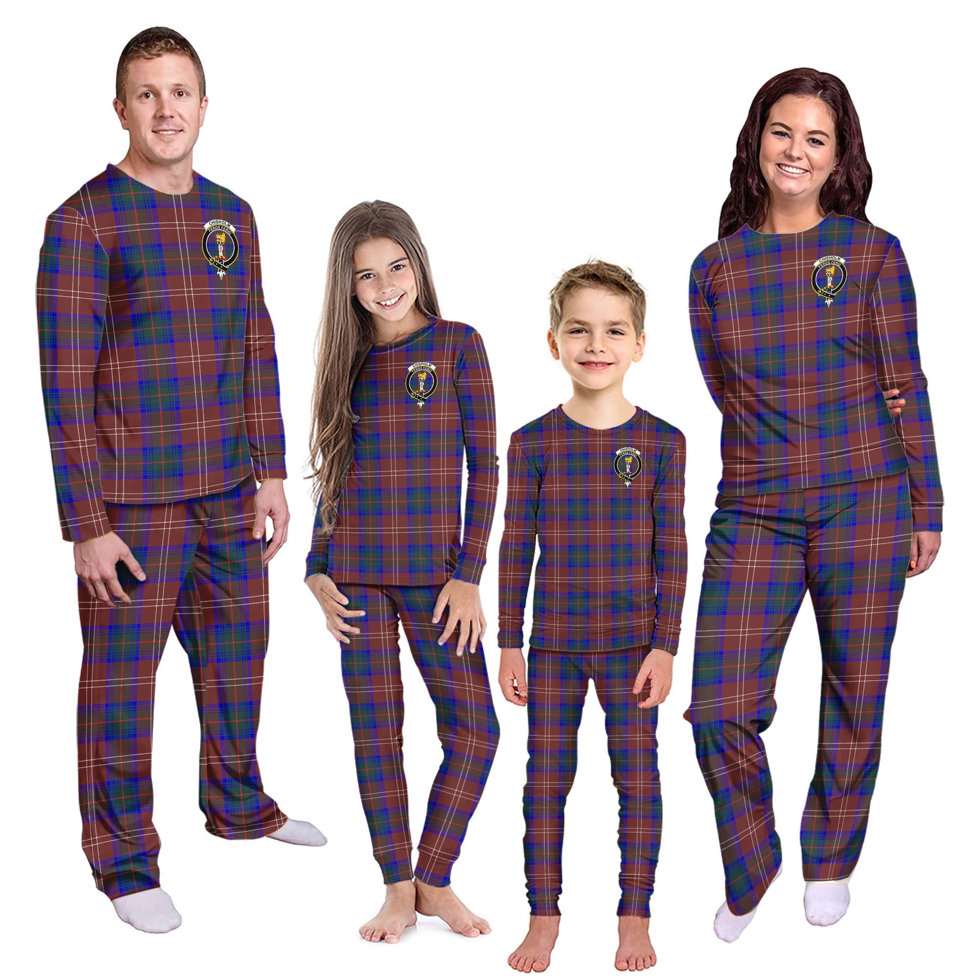 Chisholm Hunting Modern Tartan Pajamas Family Set with Family Crest Kid - Tartan Vibes Clothing