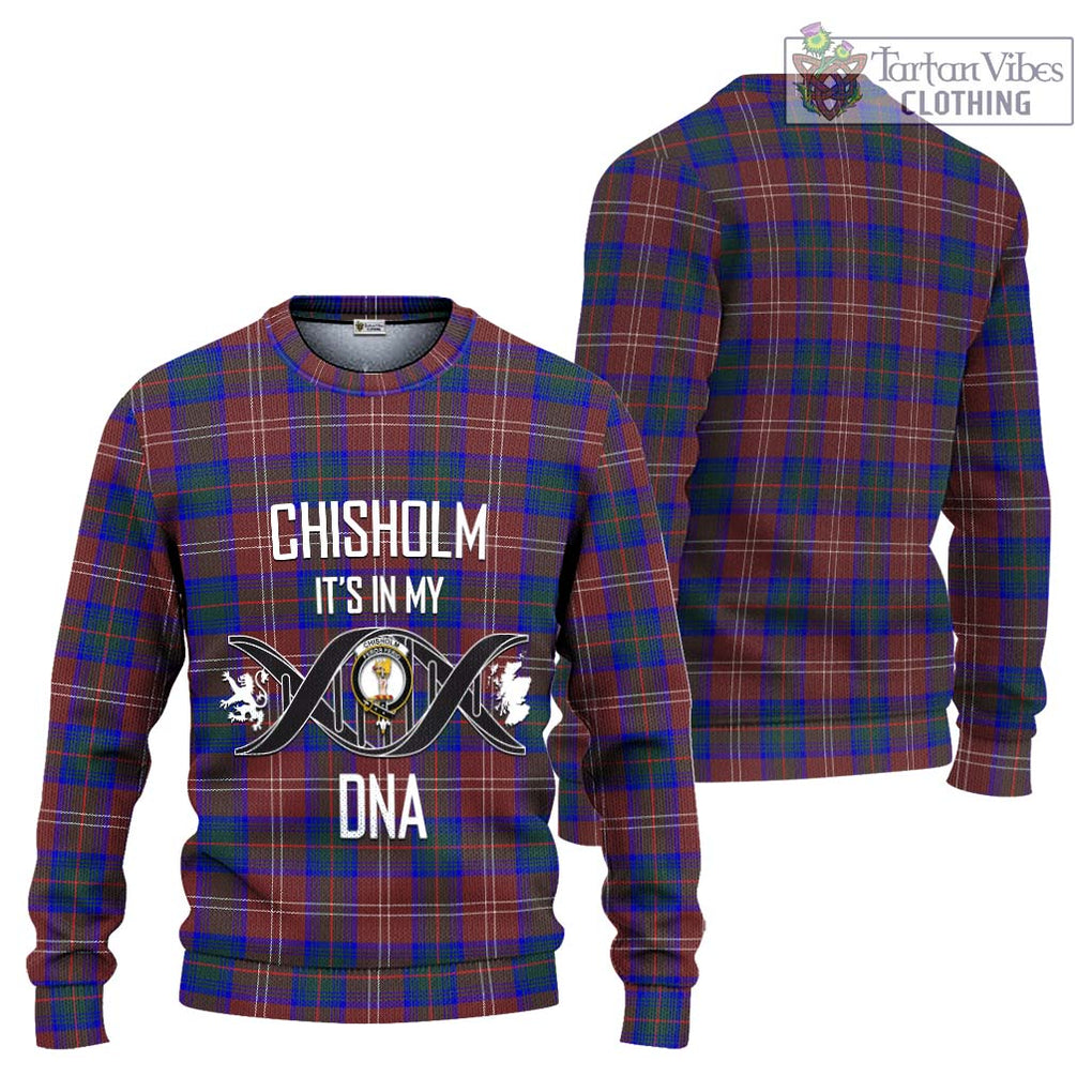 Chisholm Hunting Modern Tartan Knitted Sweater with Family Crest DNA In Me Style Unisex - Tartanvibesclothing Shop