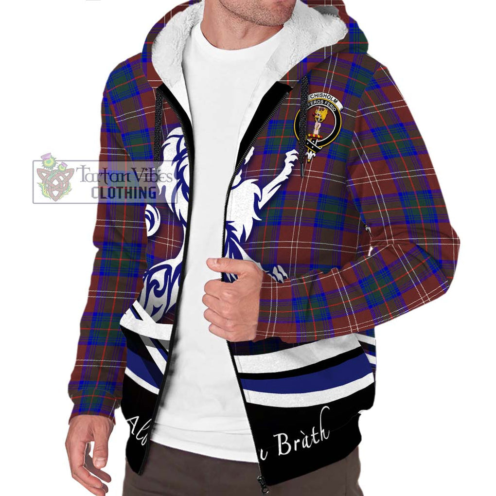 Chisholm Hunting Modern Tartan Sherpa Hoodie with Alba Gu Brath Regal Lion Emblem Unisex S - Tartanvibesclothing Shop