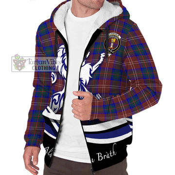 Chisholm Hunting Modern Tartan Sherpa Hoodie with Alba Gu Brath Regal Lion Emblem