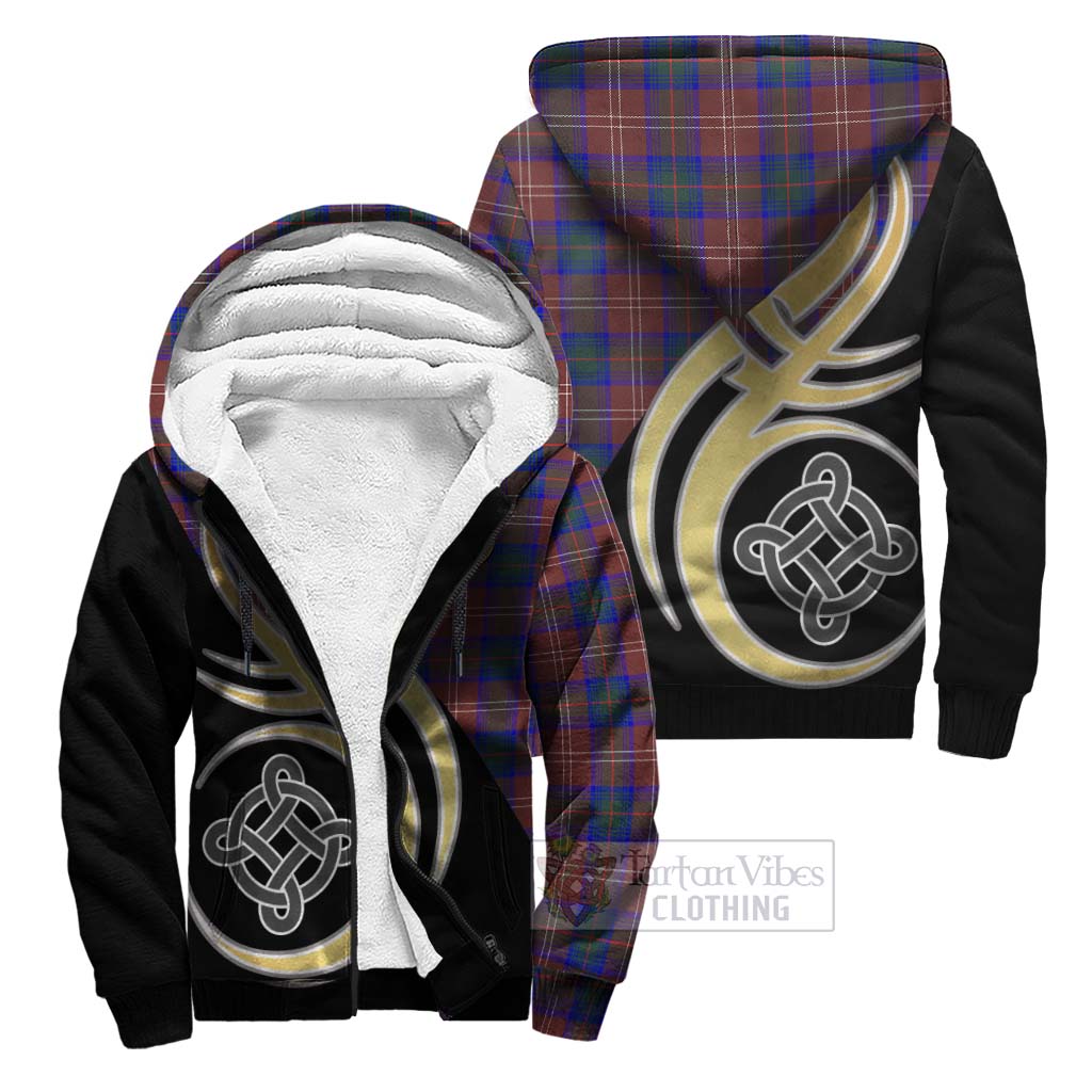 Chisholm Hunting Modern Tartan Sherpa Hoodie with Family Crest and Celtic Symbol Style Unisex S - Tartan Vibes Clothing