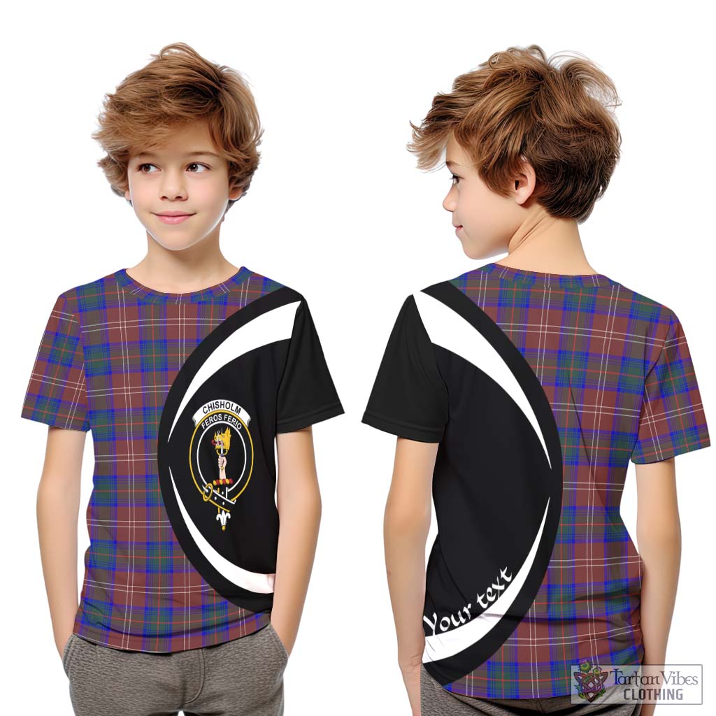 Chisholm Hunting Modern Tartan Kid T-Shirt with Family Crest Circle Style Youth XL Size14 - Tartan Vibes Clothing