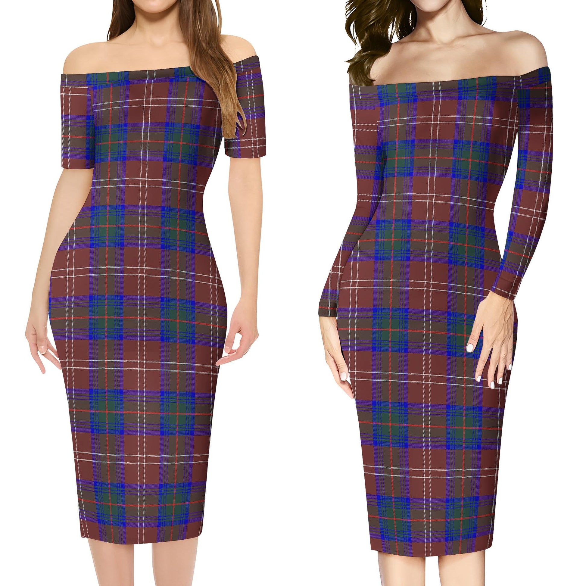 Chisholm Hunting Modern Tartan Off Shoulder Lady Dress Women's Dress - Tartanvibesclothing