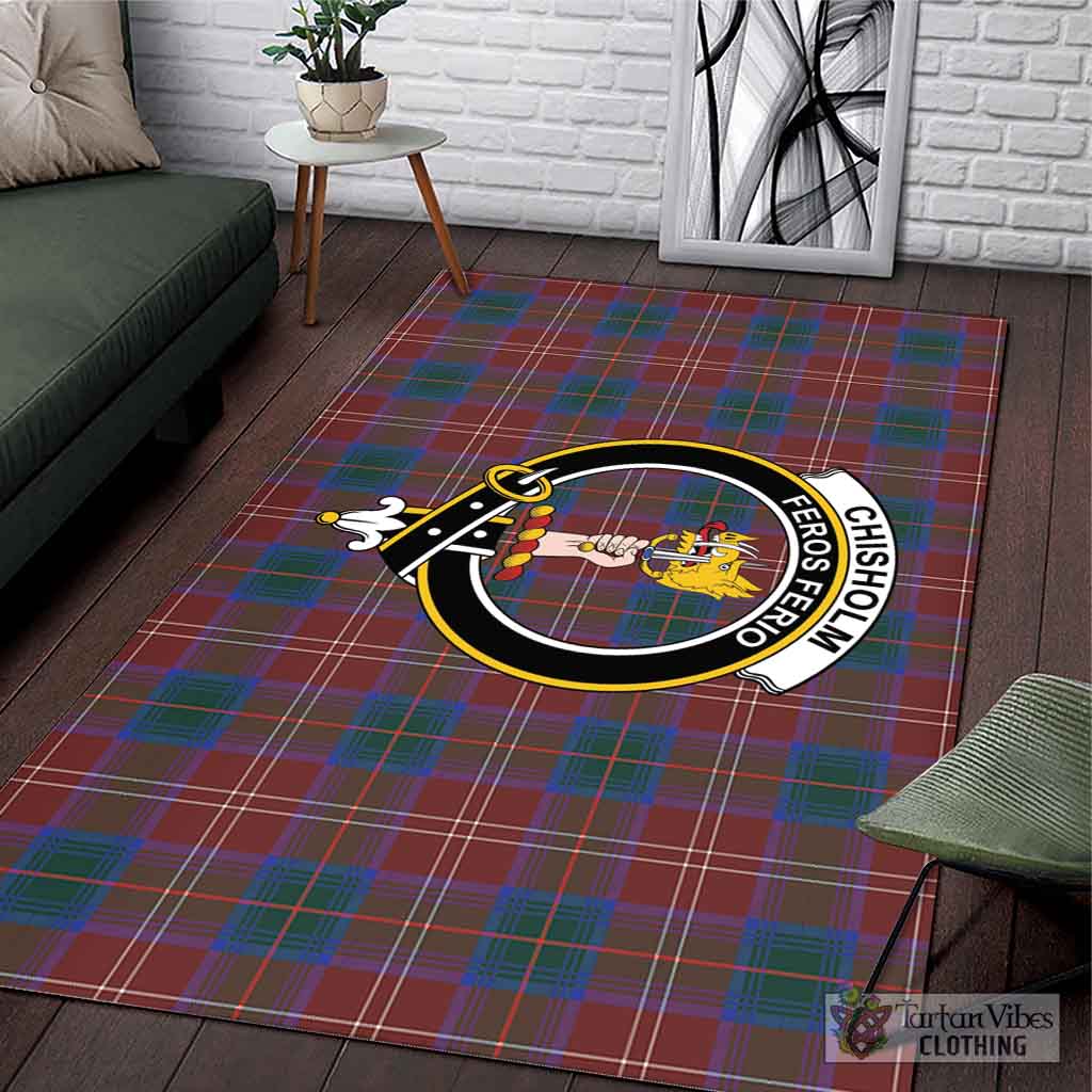 Tartan Vibes Clothing Chisholm Hunting Modern Tartan Area Rug with Family Crest