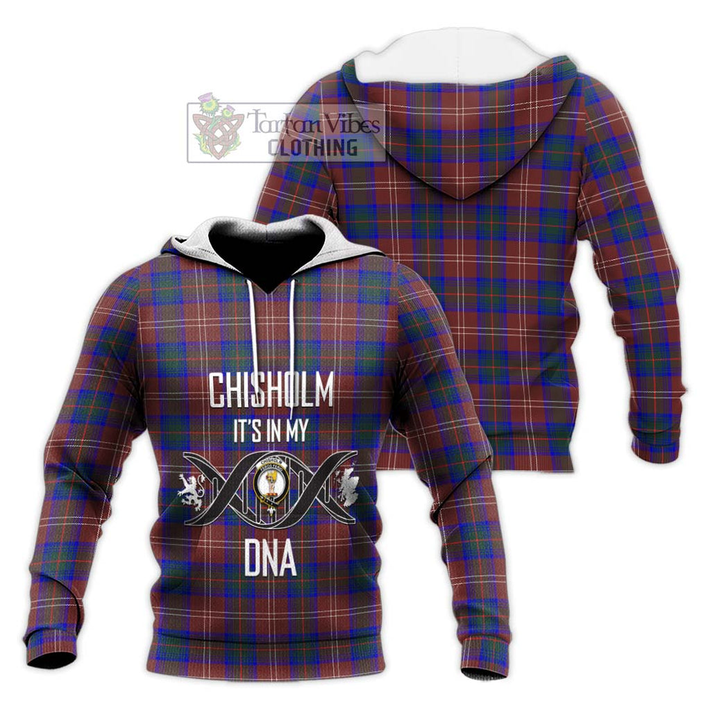 Chisholm Hunting Modern Tartan Knitted Hoodie with Family Crest DNA In Me Style Unisex Knitted Pullover Hoodie - Tartanvibesclothing Shop