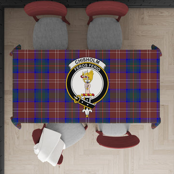 Chisholm Hunting Modern Tartan Tablecloth with Family Crest