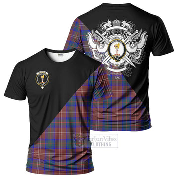 Chisholm Hunting Modern Tartan T-Shirt with Family Crest and Military Logo Style