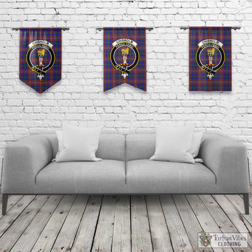 Chisholm Hunting Modern Tartan Gonfalon, Tartan Banner with Family Crest