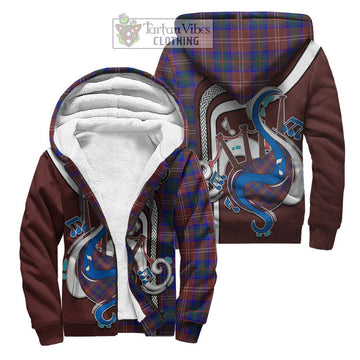 Chisholm Hunting Modern Tartan Sherpa Hoodie with Epic Bagpipe Style