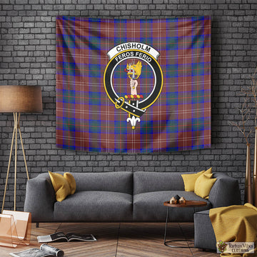 Chisholm Hunting Modern Tartan Tapestry Wall Hanging and Home Decor for Room with Family Crest