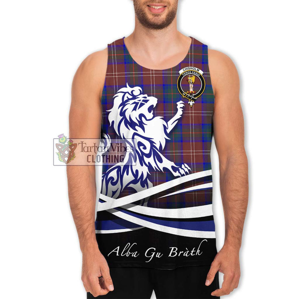 Chisholm Hunting Modern Tartan Men's Tank Top with Alba Gu Brath Regal Lion Emblem Men - Tartanvibesclothing Shop