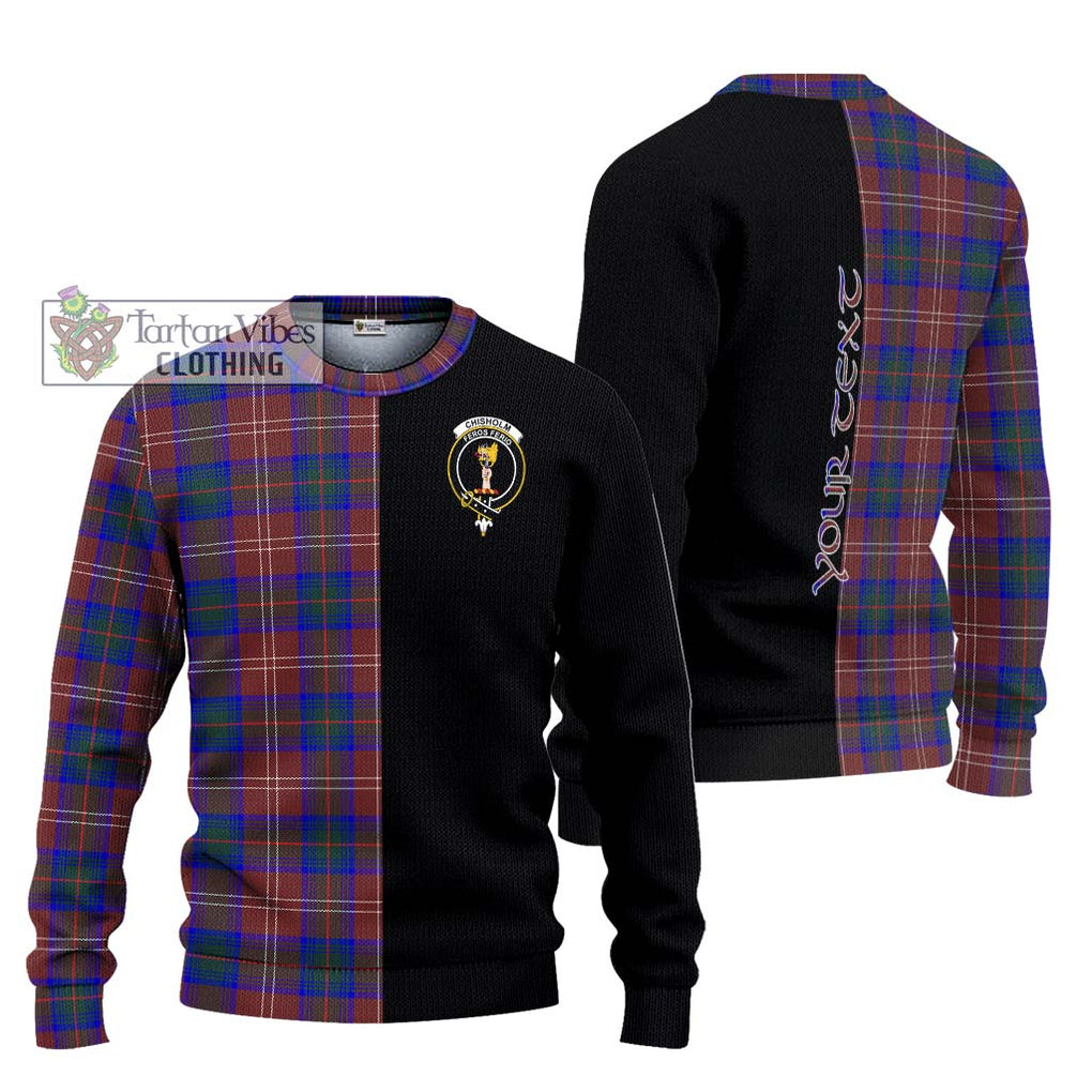 Chisholm Hunting Modern Tartan Knitted Sweater with Family Crest and Half Of Me Style Unisex - Tartanvibesclothing Shop